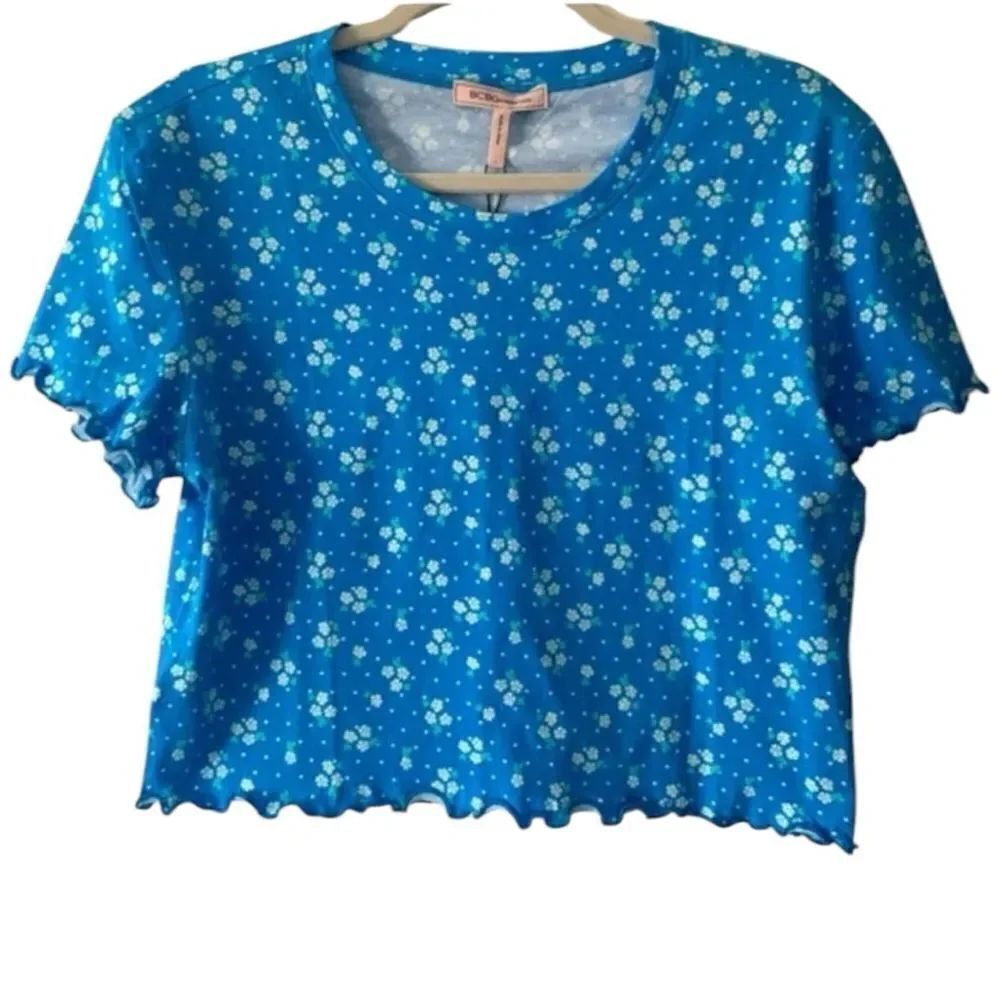 BCBGeneration Floral Frill Crop Top Women's Large NWT